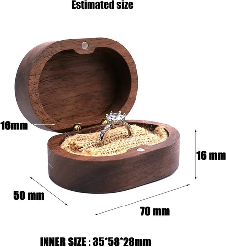 Vista 2 de molchagar Caja de anillos para ceremonia de boda, caja de anillo de 2 ranuras, con texto en inglés "It Was Always You Commitment of Love", soporte
