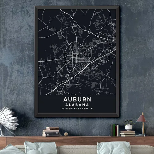 Vista 2 de Map of Auburn, Alabama, Evening (18x24)