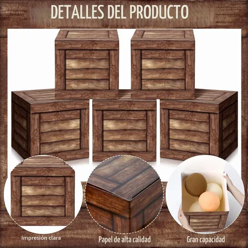 Vista 3 de Gilprop - 6 cajas de madera rústicas para decoración de fiesta de vaqueros, estilo vaquero Farmhouse Theme Photo Booth Props, Stackable Fake Wood
