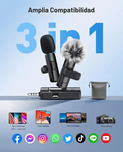Vista 9 de MENERESAS Mini micrófono 3 en 1 para iPhone: Micrófonos Lavalier inalámbricos para iOS/Android/Cámara - Micrófono de solapa con reducción de ruido