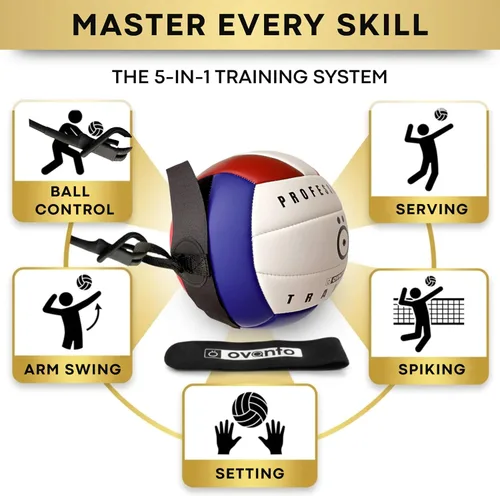 Vista 9 de OVANTO Volleyball Training Equipment Aid – Adjustable Practice Volleyball Kit