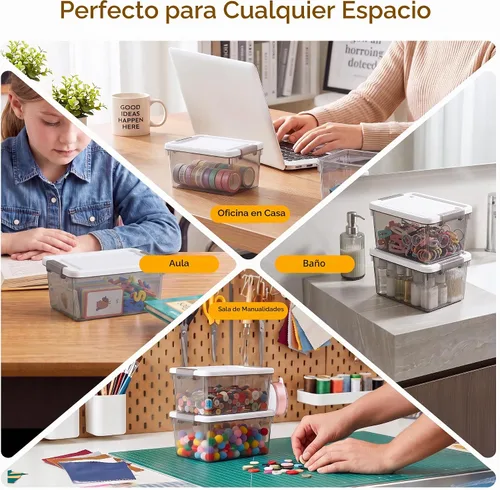 Vista 7 de Citylife Paquete de 10 cubos de almacenamiento pequeños de 1.3 cuartos con Gris claro