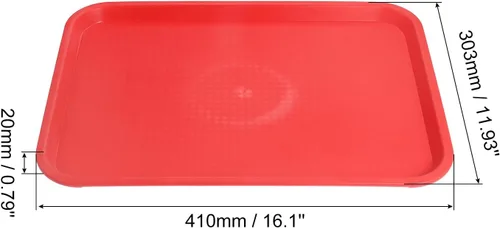 Vista 2 de uxcell Bandejas de plástico de comida rápida a granel de 12 x 16 pulgadas, bandejas rectangulares para servir, bandejas de cafetería, platos