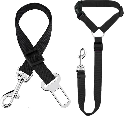 Vista 10 de SunGrow Cinturón de seguridad para perro para automóvil, cinturón de seguridad ajustable de nailon para mascotas, compatible con todos los Negro