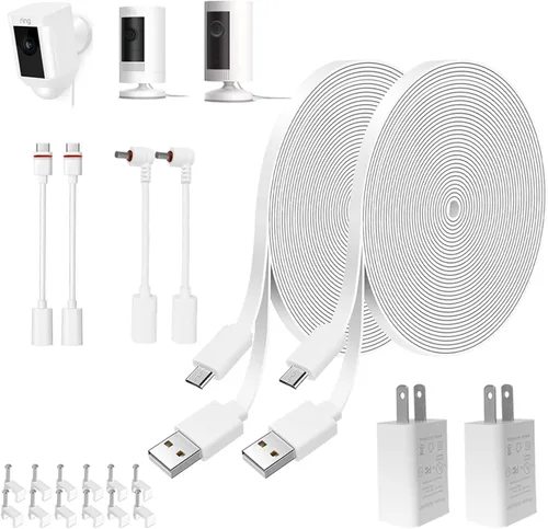 Vista 9 de Adaptador de alimentación y cable de 10 pies para cámara Ring, batería de cámara Ring Stick Up, batería de cámara Ring Spotlight Cam/Pro/Plus, Blink