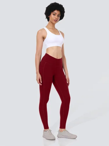 Vista 4 de IBL Leggings suaves para mujer con bolsillos, pantalones de compresión de cintura alta para entrenamiento y yoga