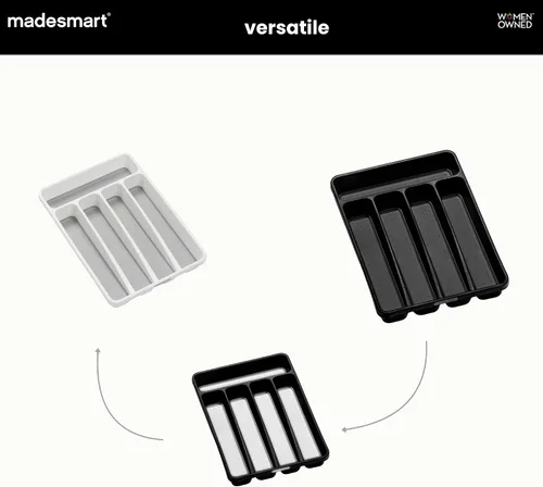 Vista 5 de madesmart Bandeja pequeña para cubiertos, organizador compacto de cubiertos de 5 compartimentos para tenedores, cuchillos y cucharas