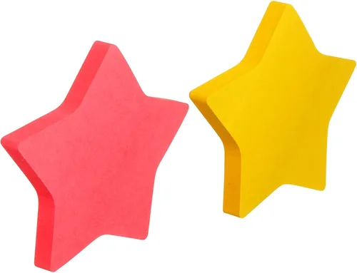 Vista 5 de Post-it Notas, forma de estrella, amarillo y rosa con patrón, 2.9 x 2.8 pulgadas, 2 blocs, 75 hojas/bloc (7350-STR) (paquete de 2)