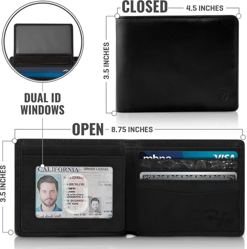 Vista 4 de Bryker Hyde - Billetera para hombre con protección de RFID, doble tapa, para 1 o 2 tarjetas de identificación, capacidad extra, billetera de viaje
