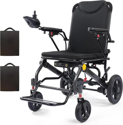 Vista 10 de Silla de ruedas eléctrica ligera de 32 libras para adultos con motores duales, potente silla de ruedas eléctrica plegable portátil, aprobada por