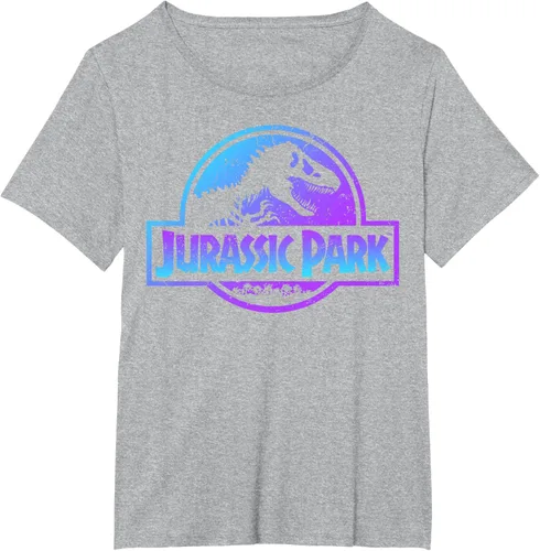 Vista 71 de Jurassic Park Camiseta de manga corta con logotipo Fossil azul y morado Negro