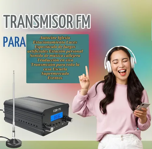 Vista 7 de Transmisor FM de 3,280.8 ft, certificado por la FCC de 1/7 W, transmisor de transmisión FM de largo alcance para películas, estacionamiento