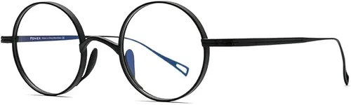 Vista 5 de FONEX Marco de lentes de titanio, marco de lentes de miopía redondo retro vintage para mujer