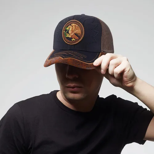 Vista 4 de Trendy Apparel Shop Gorra de béisbol bordada de malla de camionero 3D México Eagle