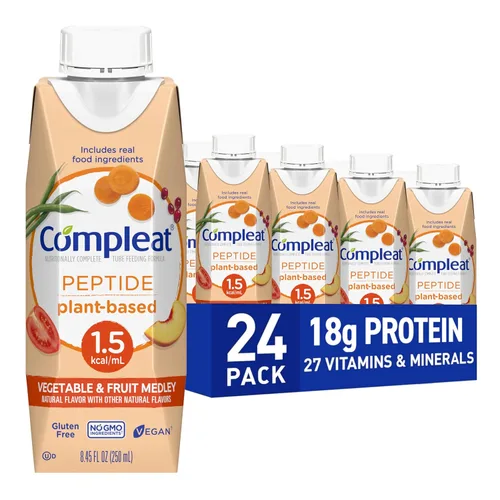 Vista 5 de Nestle Compleat Peptide 1.5 Suplemento oral de frutas y verduras sabor mezcla de 8.45 onzas, caja de 6