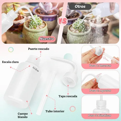Vista 4 de Valchoose - Botella de lavado de LDPE blanca de 5.1 fl oz, boquilla doblada, diseño portátil, 2 juegos Blanco