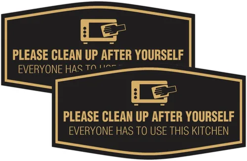 Vista 12 de Signs ByLITA Fancy Please Clean Up After Yourself Everyone Has To Use This Kitchen Sign (Negro) - Pequeño