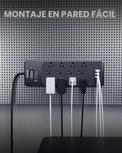 Vista 7 de Regleta protectora de sobretensiones de 5 pies (4080J), protector de sobretensiones negro con 12 tomas, diseño espacioso para enchufes grandes