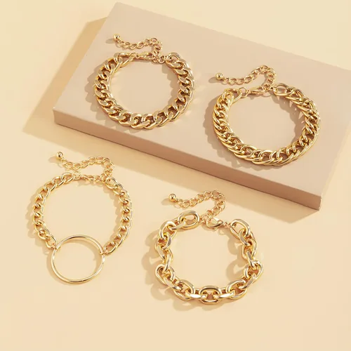 Vista 106 de Long tiantian Pulsera de oro gruesa para mujer, pulseras de oro delicadas, pulseras para mujer, pulseras apilables de eslabones de cadena
