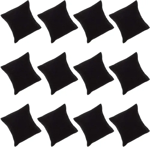 Vista 3 de Juvale Paquete de 12 almohadas de terciopelo para exhibición de joyas 3 x 3 pulgadas color negro