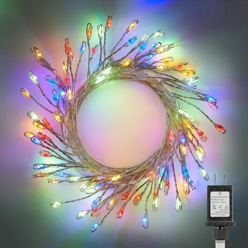Vista 10 de Guirnalda de luces enchufables, 10 pies, 200 luces LED, alambre de cobre, impermeable, luces de petardo estrellado para techo, dormitorio, corona
