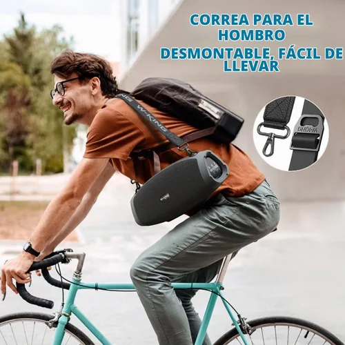 Vista 8 de W-KING Altavoces Bluetooth portátiles ruidosos, 120 W máx. con micrófono inalámbrico 70W Outdoor Speaker Bluetooth Wireless Waterproof, Triple