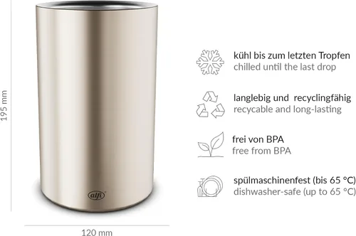 Vista 7 de alfi VINO, acero inoxidable pol., enfriador de botellas de acero inoxidable, para botellas de 0,70-1 l, mantener frío sin condensación agua ni