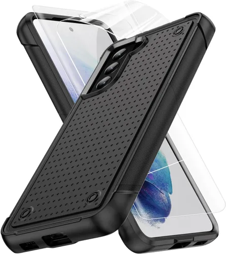 Vista 44 de Jeylly Funda para Samsung Galaxy S10 Plus S10+, ajuste delgado, doble capa, resistente, absorción de golpes, TPU con carcasa trasera de Negro