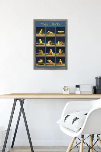 Vista 6 de Trends International Lucia Heffernan Art - Póster de pared de pollitos de yoga, 22.4 pulgadas de largo x 14.7 pulgadas, versión enmarcada en madera