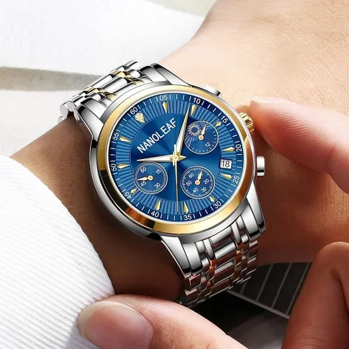 Vista 8 de Reloj de pulsera de moda para hombre, impermeable, luminoso, con fecha, de acero inoxidable, clásico, para hombre