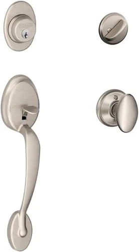 Vista 3 de SCHLAGE - Manija de cilindro único Plymouth y picaporte Flair para mano izquierda, bronce envejecido (F60 PLY 716 FLA LH)