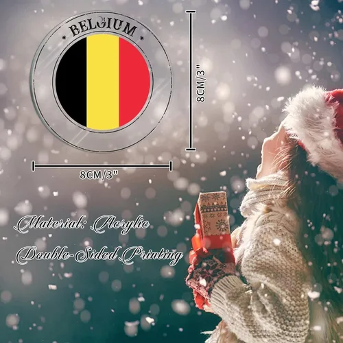 Vista 2 de Bandera de Bélgica, adornos de decoración para árbol de Navidad, bandera nacional, decoración para árbol de Navidad, colgante colgante, adornos