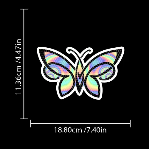 Vista 2 de Calcomanías reflectantes de mariposa colorida de grado diamante, calcomanías impermeables para ventana de automóvil, calcomanías de vinilo de alta