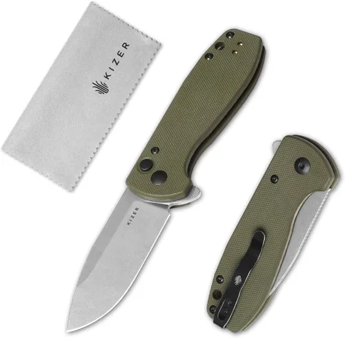 Vista 7 de Kizer Amicus Cuchillo de bolsillo pequeño, 2.95 pulgadas 9Cr18MoV hoja de acero, mango negro G10 plegable EDC cuchillo L3002A1