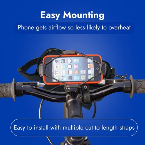 Vista 3 de BiKase ElastoKASE - Soporte universal para teléfono para bicicleta, soporte de manillar de goma flexible para teléfonos inteligentes, agarre seguro