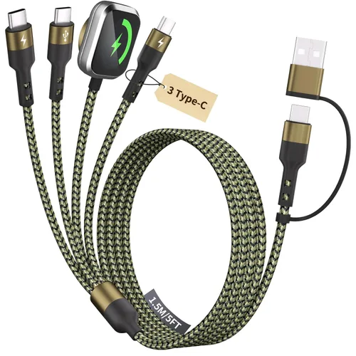 Vista 7 de Cruise Essentials Cable de Carga 4 en 2 para Cargador Apple iWatch/iPhone 17/Lightning/Micro, Cable Cord de Carga Múltiple de Viaje Compatible