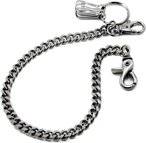 Vista 8 de Double K Basic Strong Strap Biker Trucker Key Jean Wallet Chain (17"/21") SLV/BLK CS146MLT