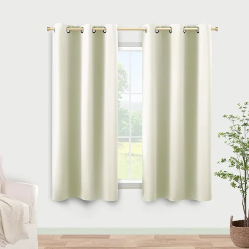 Vista 29 de KOUFALL Cortinas de Baño Aqua para Ventana, Juego de 2 Paneles Decoración Costera Cortinas Cortas Opacas para Ventana Pequeña de Cocina Puerta