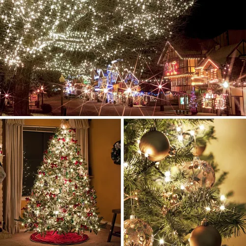 Vista 8 de suddus Luces de árbol de Navidad para interiores, 100 luces LED de 33 pies de color blanco cálido, tira de luces al aire libre para casa, ventanas