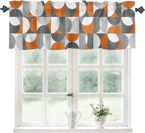 Vista 60 de Cortinas de cocina de Navidad, cenefa semitransparente ajustable con lazo, muñeco de nieve, copo de nieve, bolsillo para barra, tratamiento
