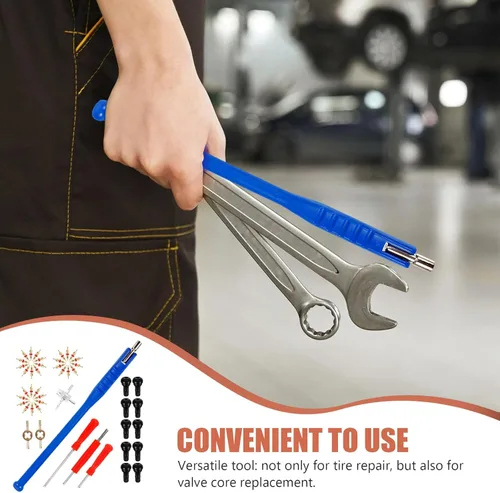 Vista 3 de 47pcs Tire Valve Stem Installer Valve Core Remover Tool Set for Car Motorcycle and Bicycle Tire Repair Maintenance