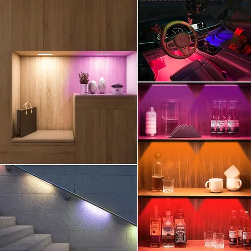 Vista 7 de 58 luces LED para debajo del gabinete, luz recargable RGB con sensor de movimiento para interior, luces nocturnas con control remoto, pack de 2