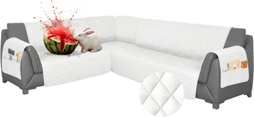 Vista 45 de Fundas para sofá modular, impermeables, 6 piezas, fundas de sofá en forma de L, lavables, antideslizantes, fundas para sofá seccional, suaves