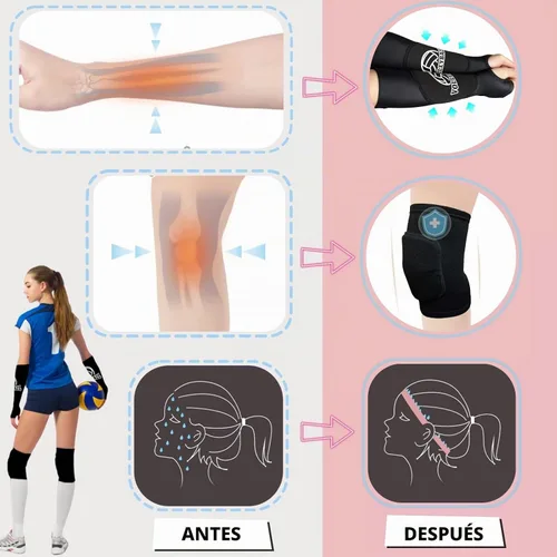 Vista 2 de Rodilleras de voleibol, mangas para brazos, calcetines y diadema de voleibol, 4 piezas, accesorios de voleibol, mangas para antebrazo para pasar