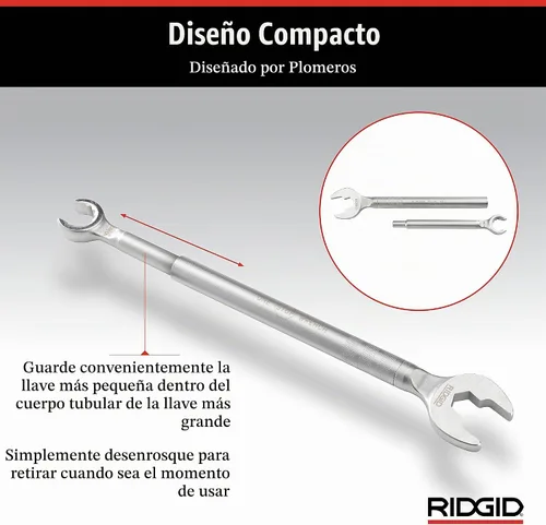 Vista 6 de RIDGID 27023 - Modelo 2002 Llave 2 en 1 One Stop para topes de ángulo, topes rectos y acoplamientos de compresión