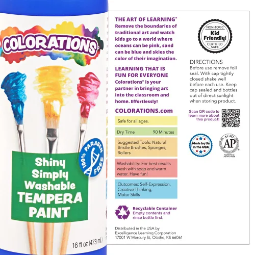 Vista 6 de Colorations Pintura lavable con efecto metálico, 16 onzas líquidas, juego de 8 colores, no tóxica, vibrante, audaz, pintura para niños