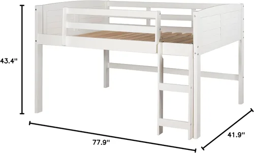 Vista 2 de Donco Kids Cama tipo loft baja blanca con Louver Twin