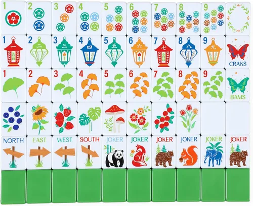 Vista 9 de Simgoing Juego de 160 piezas de azulejos de Mahjong americano, tema del océano azul 2026, juego de cartas Mahjong azul, regalo portátil para amantes
