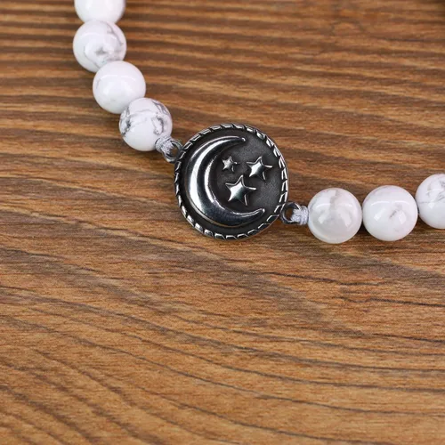 Vista 5 de COAI Pulseras de piedra My Sun and Stars Moon of My Life para parejas, Piedra, howlita