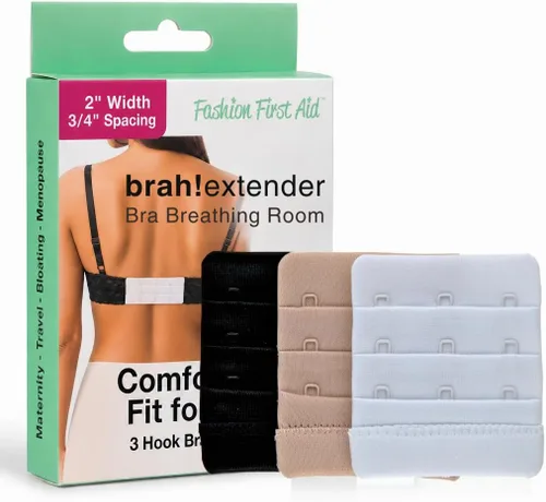 Vista 10 de Brah! Extender: 2 & 3 Hook Bra Extenders Strap, White/Beige/Black for Women
